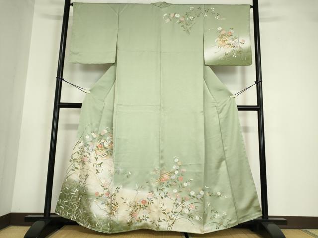 平和屋着物●訪問着 貝桶花文 暈し染め 金彩 正絹 逸品 未使用 DABA4718az