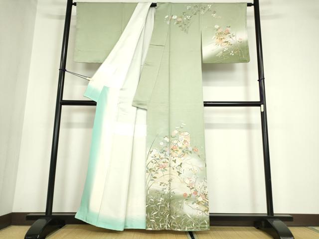 平和屋着物●訪問着 貝桶花文 暈し染め 金彩 正絹 逸品 未使用 DABA4718az