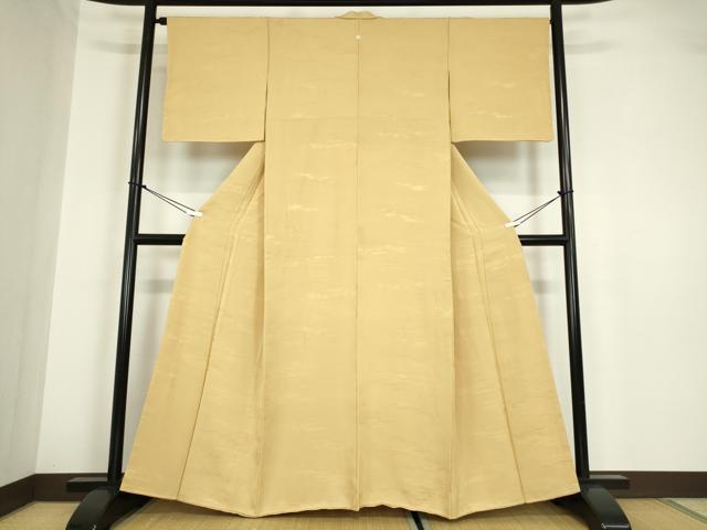 平和屋着物●上質な色無地 霞鹿の子地紋 花葉色 正絹 逸品 未使用 DABA4831az