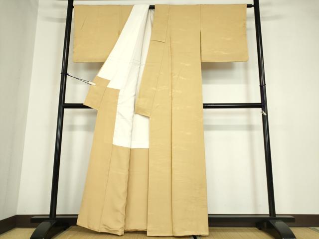 平和屋着物●上質な色無地 霞鹿の子地紋 花葉色 正絹 逸品 未使用 DABA4831az