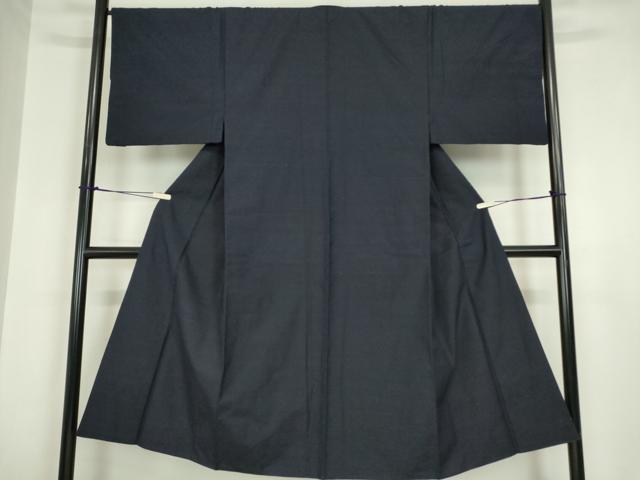 平和屋着物●男性 紬 アンサンブル 濃藍色 正絹 逸品 DABA4836az