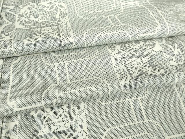 平和屋着物●本場大島紬 白大島 7マルキ 色紙重ね風景文 正絹 逸品 DABA4839az