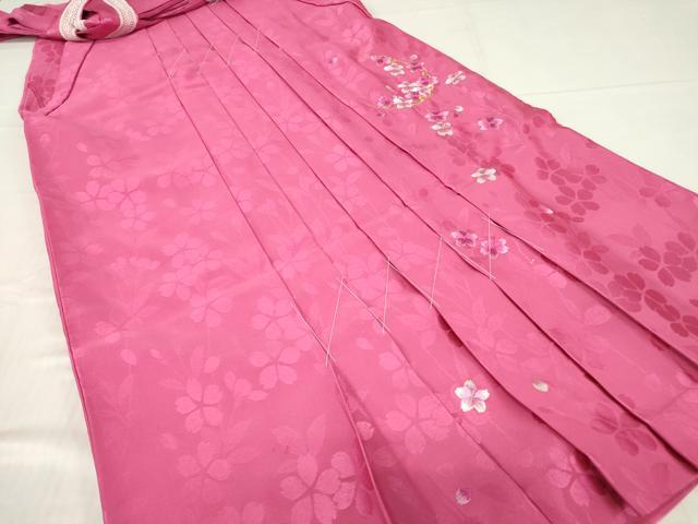 平和屋着物●女性 行灯袴 刺繍 雪輪桜文 金糸 洗える着物 未使用 DABA4891az
