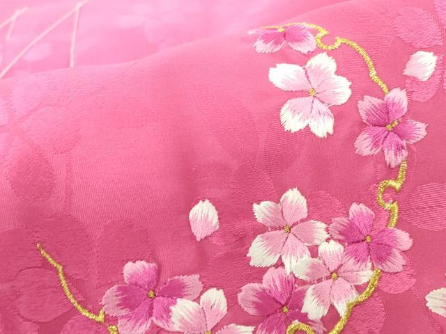 平和屋着物●女性 行灯袴 刺繍 雪輪桜文 金糸 洗える着物 未使用 DABA4891az