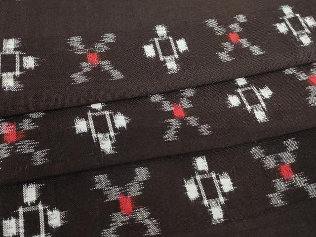 平和屋着物●久留米絣 単衣 絣文 黒地 綿 逸品 DABA4898az