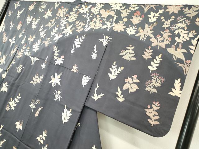平和屋着物●訪問着 刺繍 草花文 暈し染め 金彩 正絹 逸品 DABA4914az
