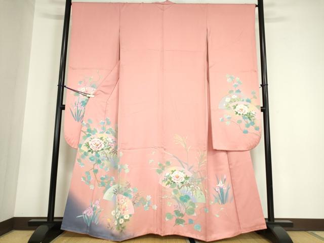 平和屋着物●豪華振袖 手描友禅 作家物 地紙花文 正絹 逸品 DABA4916az