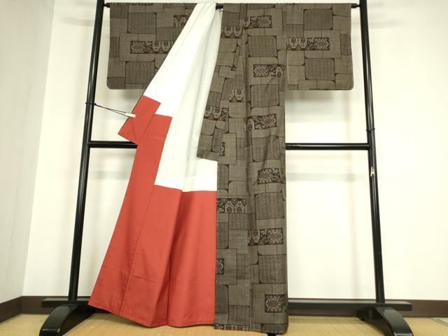 平和屋着物●本場大島紬 7マルキ 古代染色純泥染 洋花文 平田秋吉作 証紙付き 正絹 逸品 DABA4926az