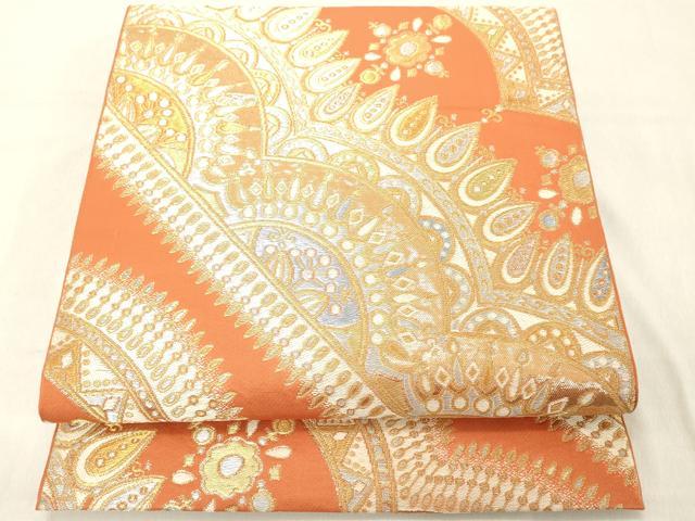 平和屋着物◎六通柄袋帯 飾花文 金銀糸 正絹 逸品 DABA5027cd