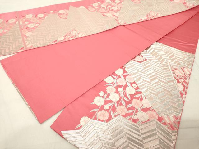 平和屋着物◎六通柄袋帯 唐織 矢羽枝花文 銀糸 正絹 逸品 DABA5036cd