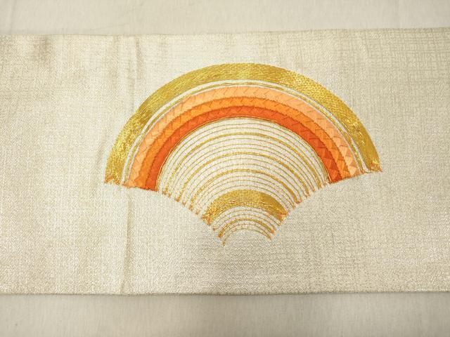 平和屋着物◎九寸名古屋帯 総刺繍 駒刺繍 青海波 金銀糸 正絹 逸品 DABA5043cd