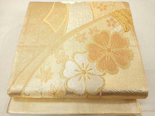 平和屋着物◎佐賀錦 西陣 六通柄袋帯 束ね熨斗舞花文 金銀糸 正絹 逸品 DABA5339cd