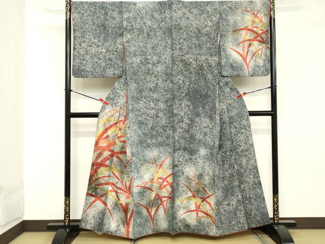 平和屋着物■訪問着 草葉文 暈し染め 正絹 逸品 DABA5415cd
