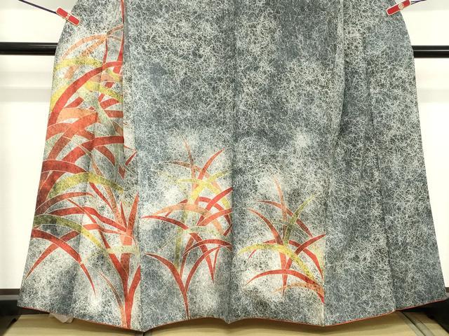 平和屋着物■訪問着 草葉文 暈し染め 正絹 逸品 DABA5415cd