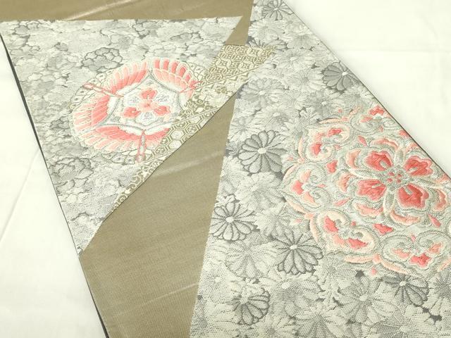 平和屋着物◎六通柄袋帯 唐織 正倉院花蝶文 金銀糸 正絹 逸品 DABA5535qp