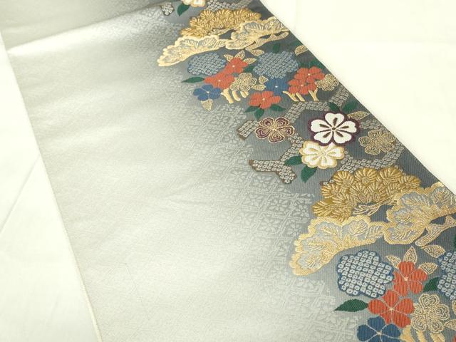 平和屋着物◎六通柄袋帯 花松文 金糸 正絹 逸品 DABA5727qp