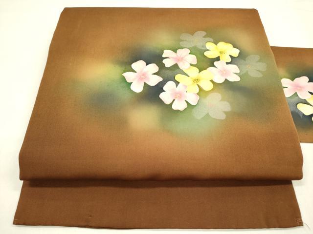 平和屋着物●塩瀬 九寸名古屋帯 舞花 ろうけつ染め 正絹 逸品 DABA6006op