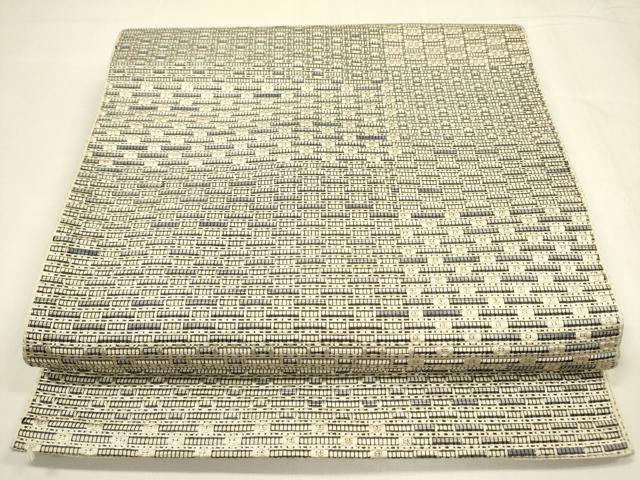 平和屋着物●本場筑前博多織 八寸名古屋帯 抽象文様 金糸 正絹 逸品 DABA6077op