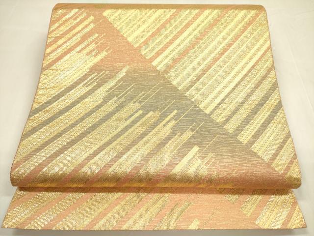 平和屋着物◎六通柄袋帯 抽象文様 金糸 正絹 逸品 DABA6212op