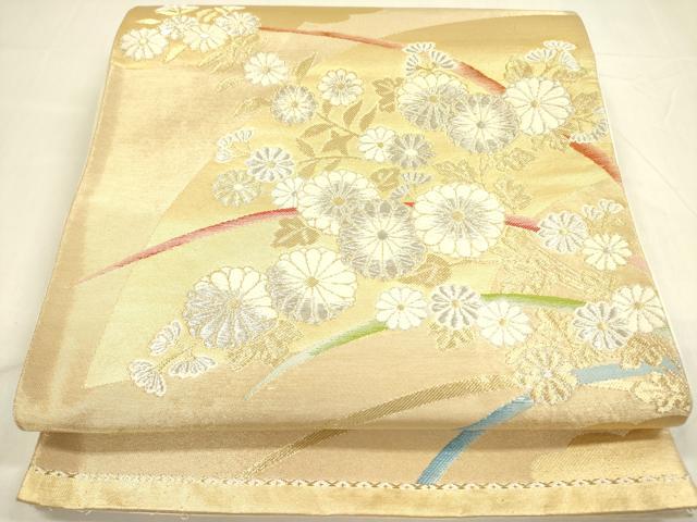平和屋着物◎六通柄袋帯 唐織 菊芝文 金銀糸 正絹 逸品 DABA6236op