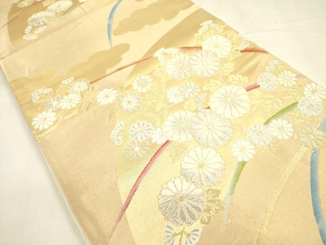 平和屋着物◎六通柄袋帯 唐織 菊芝文 金銀糸 正絹 逸品 DABA6236op