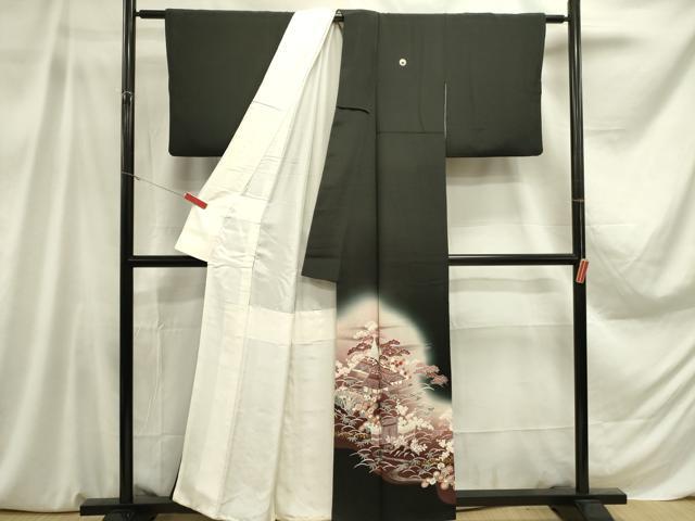 平和屋着物■豪華黒留袖 風景花松文 暈し染め 金彩 正絹 逸品 DABA6286op