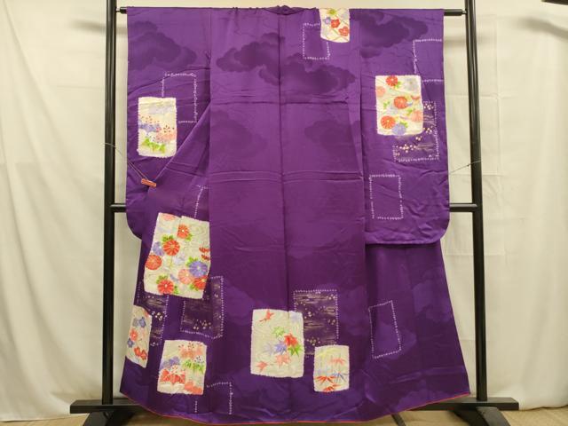 平和屋着物□豪華振袖 駒刺繍 絞り 流水草花文 金彩 正絹 逸品 DABA6376op