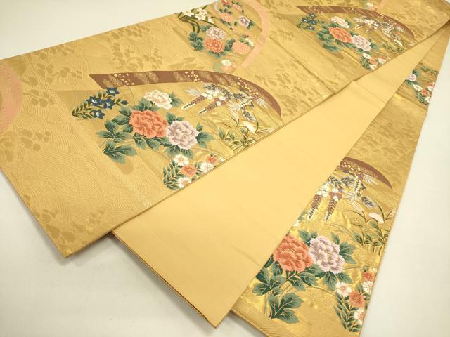 平和屋着物◎六通柄袋帯 唐織 草花 金糸 正絹 逸品 DABA6403op