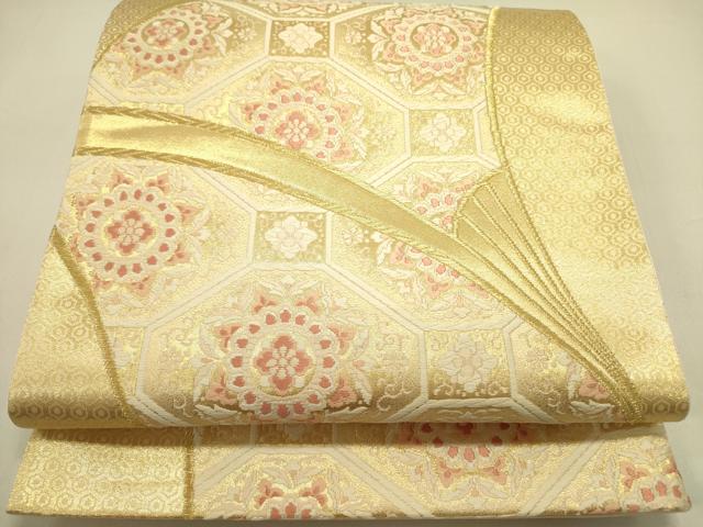 平和屋着物◎六通柄袋帯 唐織 正倉院蜀江花文 金糸 正絹 逸品 DABA6416op