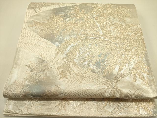 平和屋着物◎六通柄袋帯 京洛錦 二重引箔 金糸 正絹 逸品 DABA6428op