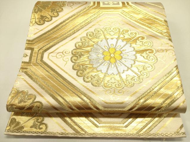 平和屋着物◎六通柄袋帯 蜀江花文 金銀糸 正絹 逸品 DABA6435op
