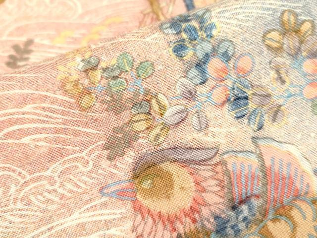 平和屋着物■上質な小紋 紬地 鴛鴦花文 暈し染め 正絹 逸品 DABA6553op