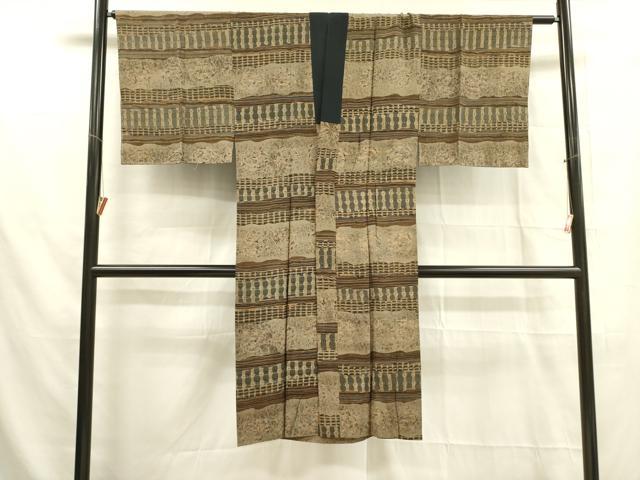 平和屋着物■男性 長襦袢 袷 横段抽象文様 正絹 逸品 DABA6682op