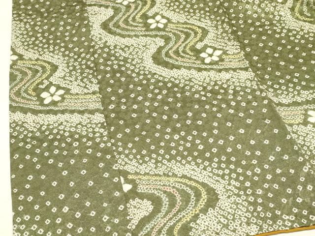平和屋着物●上質な小紋 絞り 流水花文 正絹 逸品 DABA6791op