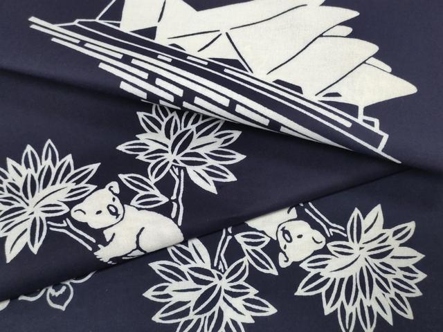 平和屋着物∴夏物 浴衣 反物 着尺 オーストラリア オペラハウス コアラ 綿 逸品 未使用 DABA7038zzz