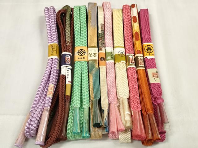 平和屋着物●和装小物 帯締め10本セット 手組紐 高麗組 笹浪組 金糸 松坂屋・阪急百貨店扱い 全て正絹 逸品 未使用 DABA7056zzz