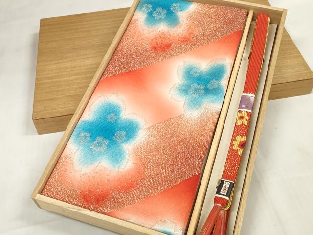 平和屋着物●和装小物 帯締め・帯揚げセット 振袖用 舞花文 組紐 高麗組 金糸 逸品 未使用 DABA7131zzz