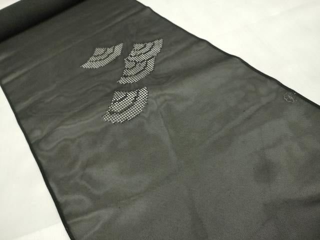 平和屋着物*夏物 羽織・コート 反物 羽尺 スリーシーズン 春夏秋 青海波紋紗 黒地 逸品 未使用 DABA7418zzz
