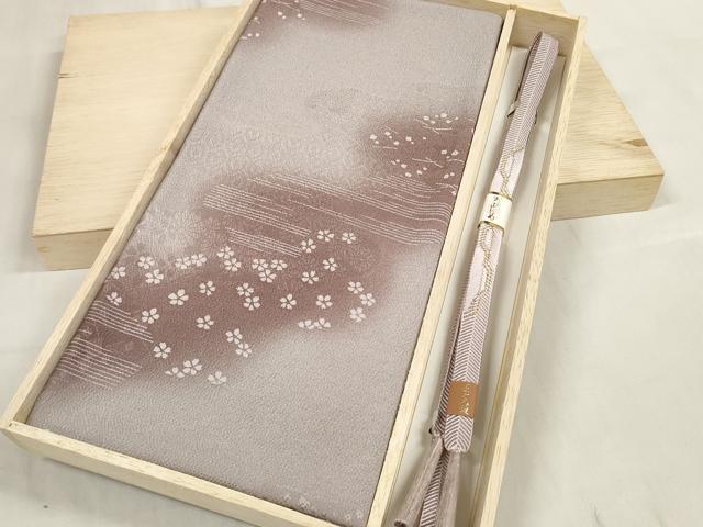 平和屋着物●和装小物 帯締め・帯揚げセット 霞花文 手組紐 笹浪組 金糸 逸品 未使用 DABA7683zzz