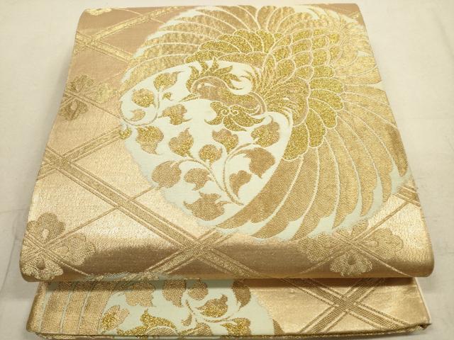 平和屋着物◎六通柄袋帯 鳳凰花文 金糸 正絹 逸品 DABA8006xg