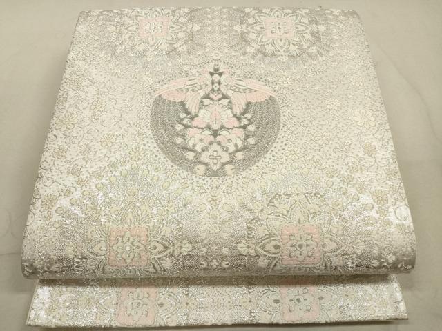 平和屋着物◎六通柄袋帯 唐織 鳳凰更紗花文 銀糸 正絹 逸品 DABA8425xg