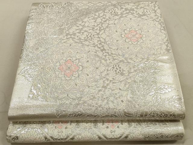 平和屋着物◎西陣 六通柄袋帯 唐織 正倉院花文 銀糸