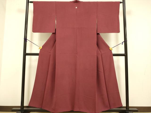 平和屋着物■上質な色無地 濃い海老茶色 正絹 逸品 DABA8805du