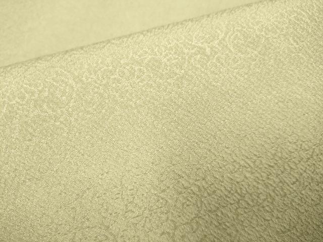 平和屋着物●洗える最高級着物 <英>はなぶさ謹製 色無地 花唐草地紋 白橡色 未使用 DABA8868du