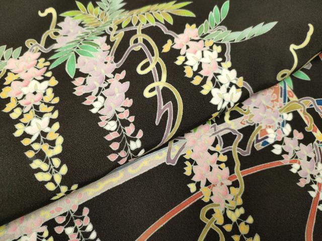 平和屋着物●豪華黒留袖 友禅 作家物 花車文 作家物 正絹 逸品 DABA8880du