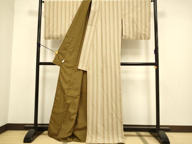 平和屋着物●小紋 間道 綿 逸品 DABA8888du