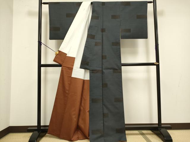 平和屋着物●本場大島紬 7マルキ 横段文 正絹 逸品 DABA8961du