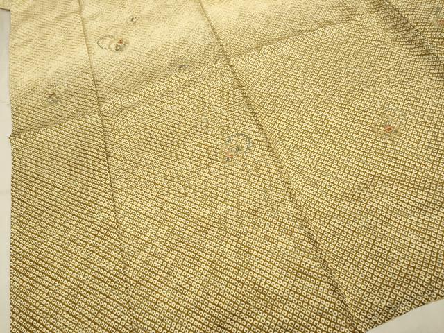 平和屋着物●訪問着 絞り 刺繍 雪輪重ね花文 暈し染め 金糸 正絹 逸品 DABA8976du