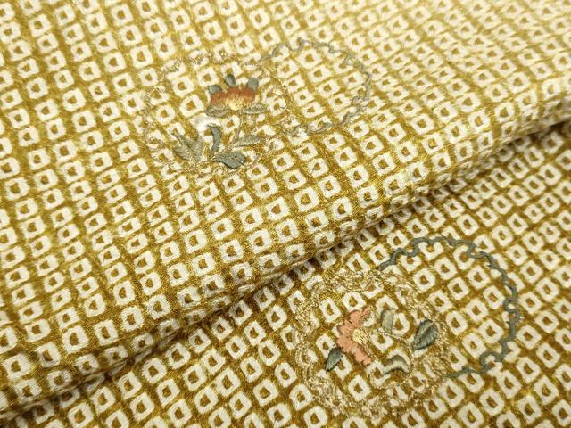 平和屋着物●訪問着 絞り 刺繍 雪輪重ね花文 暈し染め 金糸 正絹 逸品 DABA8976du
