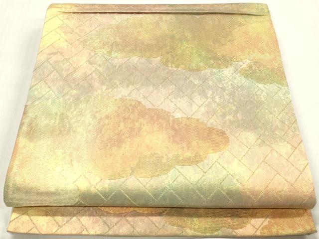 平和屋着物◎六通柄袋帯 雲文 金糸 引箔 正絹 逸品 DABA9112qa